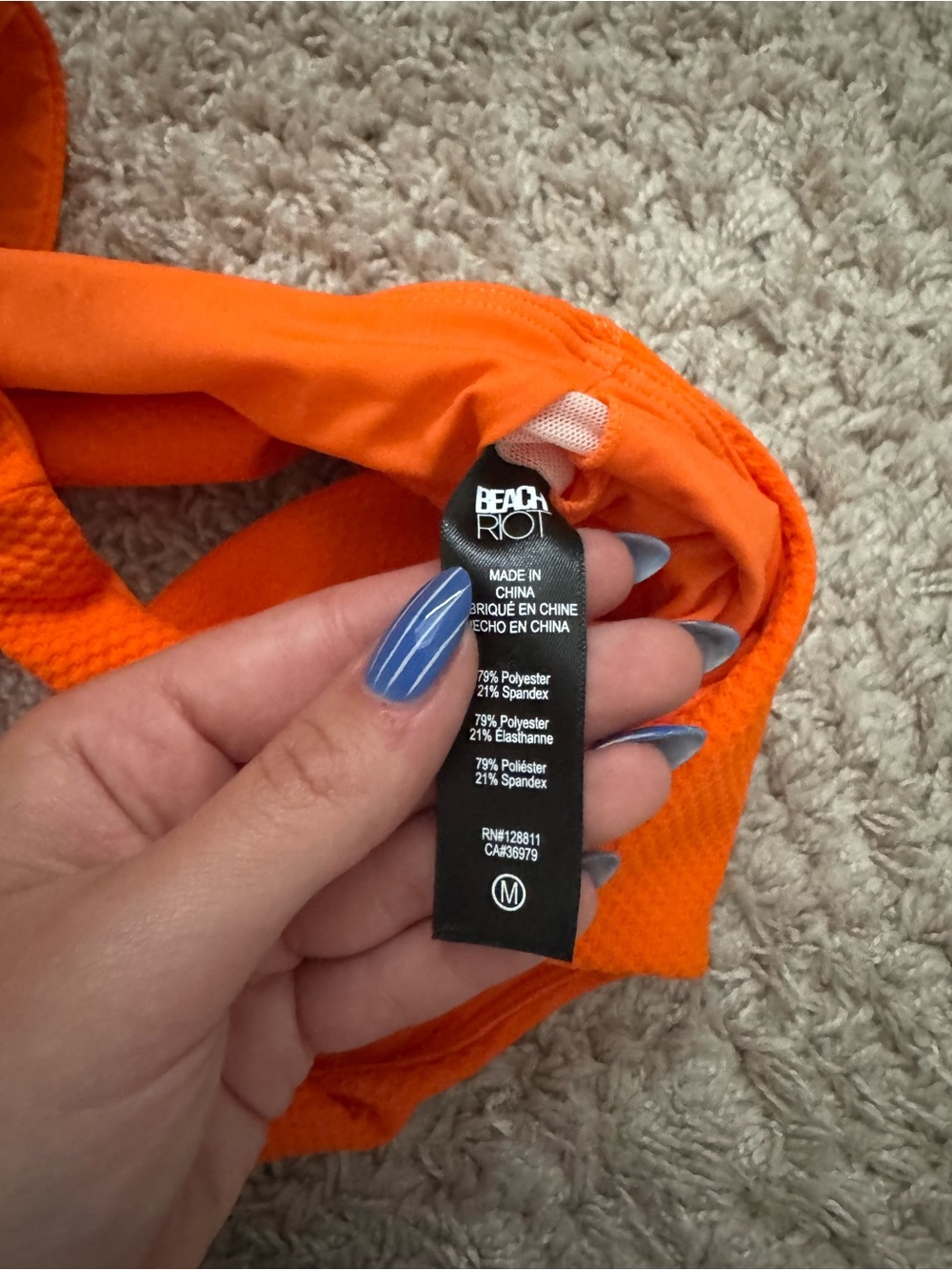 Beach Riot Orange Textured Racerback Crop Top - Picture 2 of 2